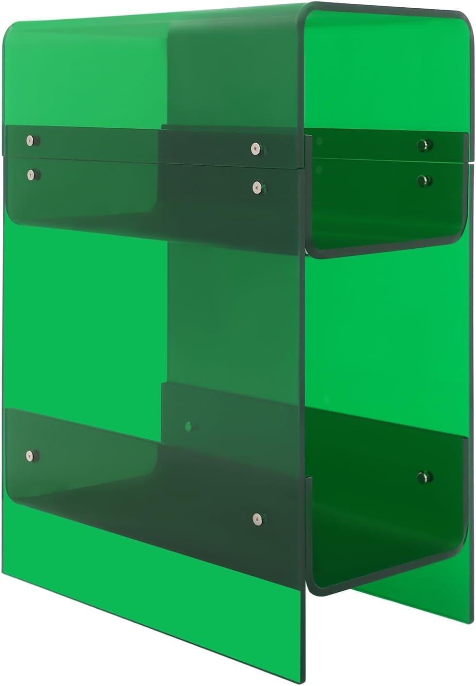 Clear Acrylic End Table, 2 Tier Narrow Acrylic Side Table Minimalist Nightstand Skinny Bedside Table for Bedroom Living Room Home Decor 8.7" W X 15.7" D X 21.6" H (Green)