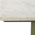 SAFAVIEH Couture Collection - Albertelli Olive Green Iron Accent Table, Compact Drink Table, Marble Top Pedestal Design (SFV6807A)