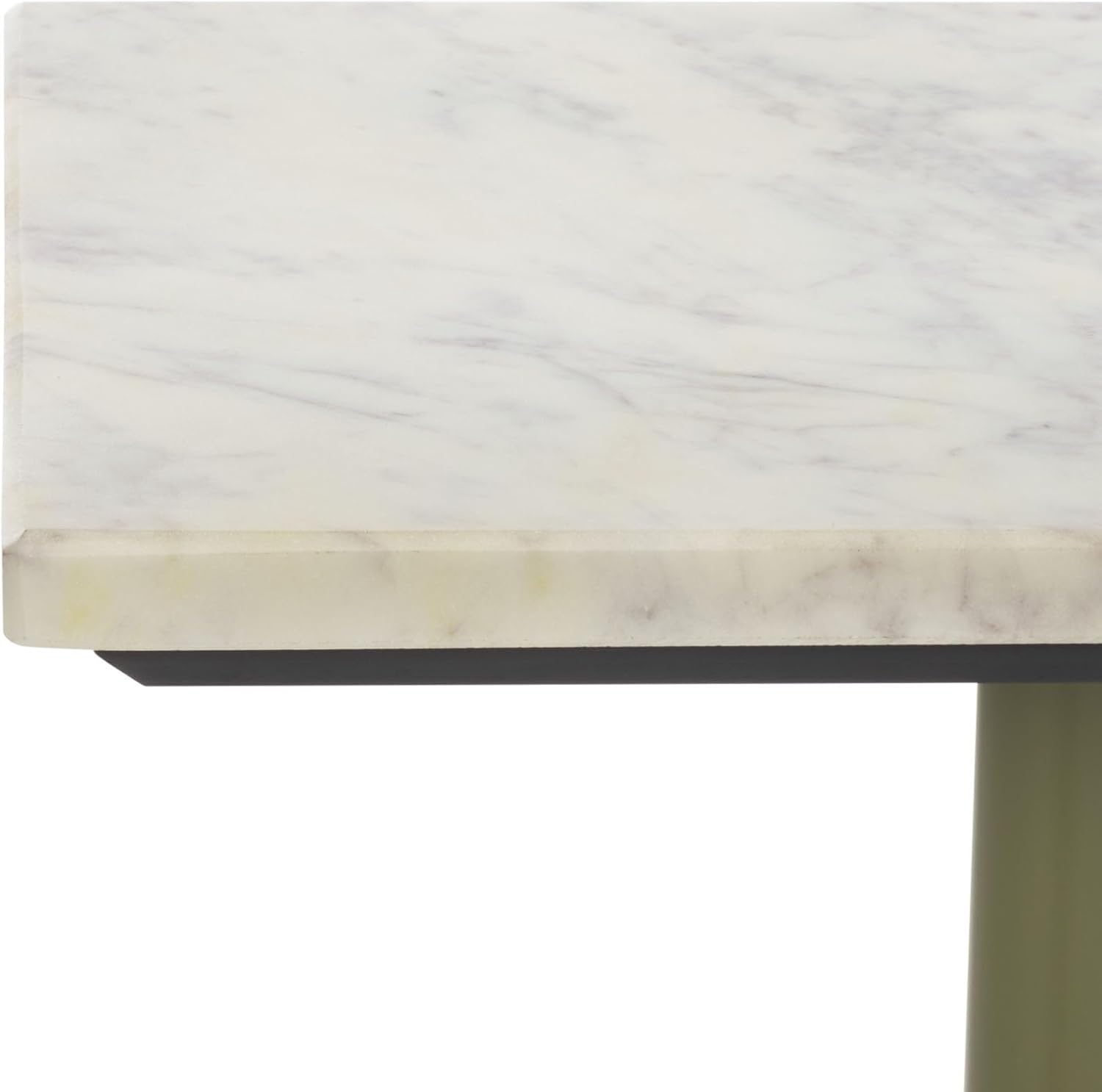 SAFAVIEH Couture Collection - Albertelli Olive Green Iron Accent Table, Compact Drink Table, Marble Top Pedestal Design (SFV6807A)