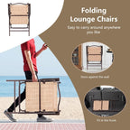 2-Pack Modern Folding Sling Back Deck Chairs in Beige Textile Fabric with Steel Frame & Plastic Feet, 20x24x38in, UV-Resistant for Outdoor Use