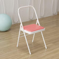 Yoga Folding Chair,Yoga Auxiliary Chair,Iyengar Metal Folding Chair,Reinforced Portable Backless Chair White 31.5in*18.5in*17.3in,Pink