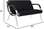 kinbor Waiting Room Chair - 2 Seat Office Guest Reception Bench with Arms, PU Leather Lobby Furniture Reception Chair for Business Salon Bank Hospital Airport, Black