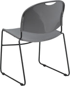 Flash Furniture 5 Pack HERCULES Series 880 lb. Capacity Gray Ultra-Compact Stack Chair with Black Powder Coated Frame