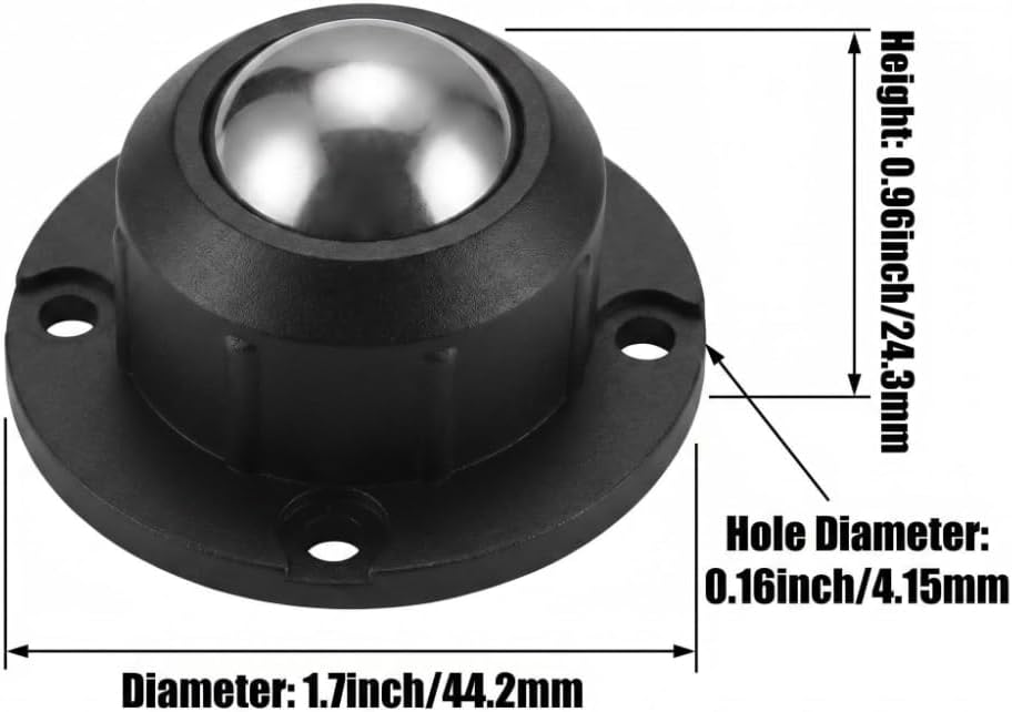 Storage Ottoman with Wheels, Storage Box, Trash Can - Stainless Steel Universal Pulley 360 Degree Rotating Swivel Wheels - 1 Inch Low Profile - Black - 4 Pack