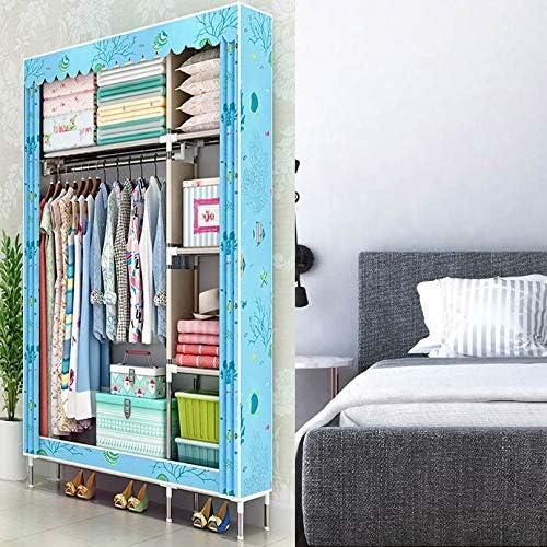 Simple Wardrobe Reinforced Thicken Cloth Sturdy Steel Frame Assembly Oxford Locker Hanging