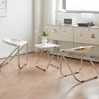 ZYFAB Folding Acrylic Tray Table Modern Small Drink Table Chair Set Foldable Side Table for Living Room Bedroom Kitchen End Table & Stool Accent Table,M
