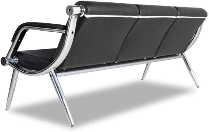 Waiting Room Bench with Armrest 3 Seat Black PU Leather Office Furniture Guest Seating Lobby Conference Reception Chair Visitor Guest Sofa for Office Airport Clinic Hospital Bank Salon Barber