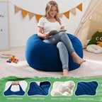 ZurNesfure Bean Bag Chair, Teardrop Small Bean Bag with Filling, 2.5FT Bean Bag Chairs for Living Room, Washable Comfy Chair with Handle, Fluffy Bean Bag for Reading Gaming Relaxing (Blue, 2.5FT)
