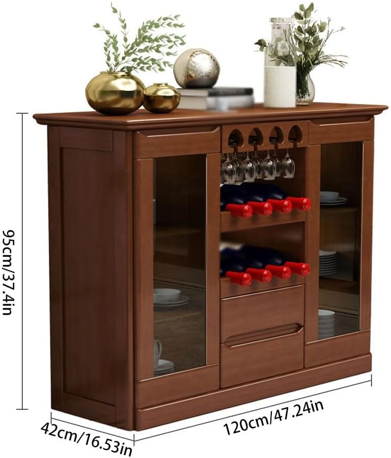 Entryway Cabinet Chinese Creative Solid Wood Wine Cabinet Restaurant Multifunctional Dining Sideboard Home Kitchen Storage Cabinet Sideboard Storage Cabinet