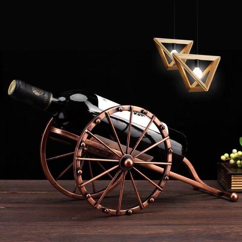 Rustic Cannon-Shaped Single Wine Bottle Holder: Space-Saving Beer & Wine Storage