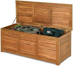 Natural Acacia Deck Storage Bench 47 Gal, 355lb Load Capacity Dual Use Garden Tool Organizer