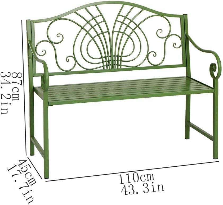 Garden Garden Double Bench, Indoor Balcony with Backrest Iron Chair, Outdoor Park Leisure Seating Seat