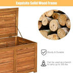 47 Gal Acacia Wood Bench Storage, 355lb Capacity, Dual-Use as Garden Tool Box for Patio