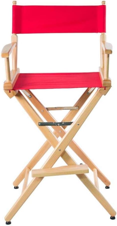 Filmcraft Professional Grade Studio Director's Chairs (30" Bar Height, Natural Finish, Red Canvas)