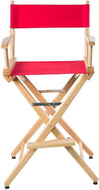 Filmcraft Professional Grade Studio Director's Chairs (30" Bar Height, Natural Finish, Red Canvas)