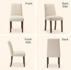 Dining Chairs Set of 4, Modern Dining Room Chairs with Wooden Legs, Upholstered Kitchen Farmhouse Parsons Chairs for Restaurant & Cafe- Beige