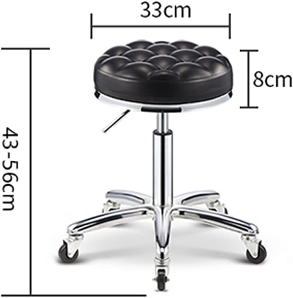 360° Swivel Stool Chair with Wheels- Durable Rolling Round Stools,Height Adjustable,Versatile for Shared Coworking Spaces(Red)