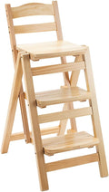 Solid Wood Folding Bar Stool Height Foldable Stool Tall Stool 3 Step Multifunction Indoor Ladder Stool Portable Foldable Stool Step Stool For Household Kitchen Bathroom Storage Shelf(Wood color)