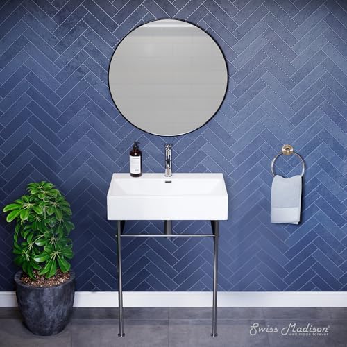 Swiss Madison Well Made Forever SM-CS711, Claire 24" Ceramic Console Sink In Glossy White Basin