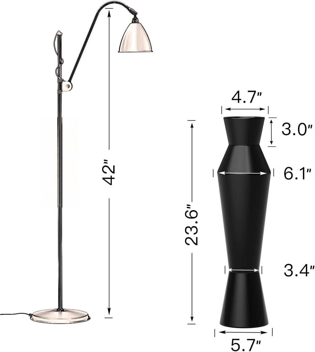 Tall Floor Vase, 23.6in Tall Modern Vase with Weighted Base - Matte Black Resin Vases for Dried Pampas Grass, Faux Flowers, Feathers & Home Decor