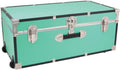 HomeStock Rustic Romance Heavy Duty 30" Under Bed College Storage Trunk with Lock, Latch Closure Type, 15.75" D x 30" W x 12.25" H, Ideal Camp Dorm Room Trunk Footlocker Teal