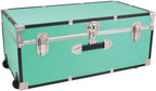 HomeStock Rustic Romance Heavy Duty 30" Under Bed College Storage Trunk with Lock, Latch Closure Type, 15.75" D x 30" W x 12.25" H, Ideal Camp Dorm Room Trunk Footlocker Teal