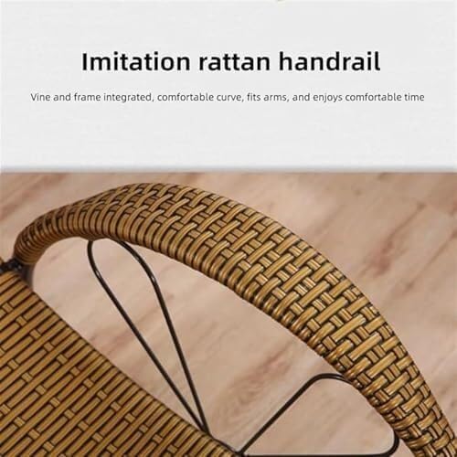 Outdoor Leisure Rattan Rocking Chair, Solid Wood High Back Recliner with Two-Wheel Design, Strong Load-Bearing Capacity for Porch, Patio, Garden, Indoor Use(Brown)