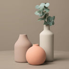 Ceramic Vase Set of 3 - Modern Farmhouse Decorative Vases for Home Decor. Boho, Rustic Vase, Small Neutral Pottery Vase Sets for Table, Shelf, Entryway, Living Room, Kitchen, Bedroom, Bathroom, Office