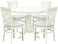 Furnifact White Solid Wood 5 Pc Dining Room Set, Breakfast Nook Table with Slatted Chairs, Kitchen Table and Chairs for 4, Compact Seating Option