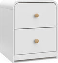 Storkcraft Next Santos 2-Drawer Nightstand, White with Natural | GREENGUARD Gold Certified, Pre-Installed Drawer Tracks for Easier Assembly, Nightstand Organizer for Kids Bedroom