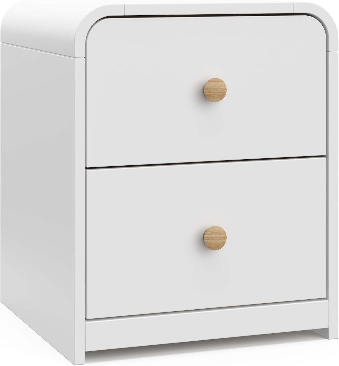 Storkcraft Next Santos 2-Drawer Nightstand, White with Natural | GREENGUARD Gold Certified, Pre-Installed Drawer Tracks for Easier Assembly, Nightstand Organizer for Kids Bedroom
