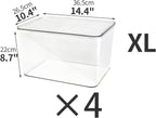 4-Piece Set,Plastic Clear Storage Bin with Lid,Large Storage Containers,Lidded Storage Boxes for Books, Clothes, Toys, Cabinets (clear 4XL)