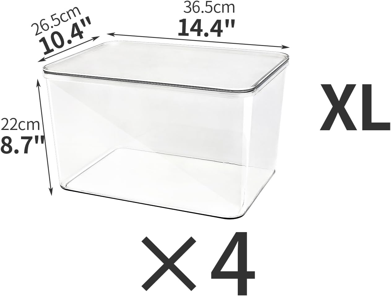 4-Piece Set,Plastic Clear Storage Bin with Lid,Large Storage Containers,Lidded Storage Boxes for Books, Clothes, Toys, Cabinets (clear 4XL)