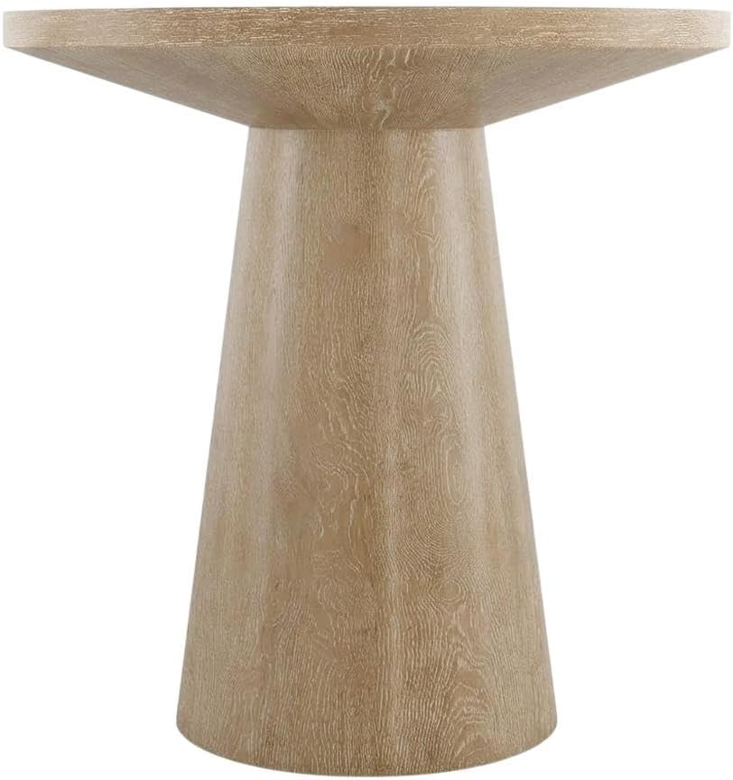 Starlight Canyon Home White Modern Round Solid Wood Pedestal End Table with Elegant Design, Durable Construction, Ideal for Living Room or Bedroom Decor