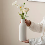 Modern Ceramic Vases Set of 3, White Ribbed Decorative Vases, Shelf Table Centerpiece for Home Decor, Birthday Gifts for Women, Mom, Grandma Decorative (White)