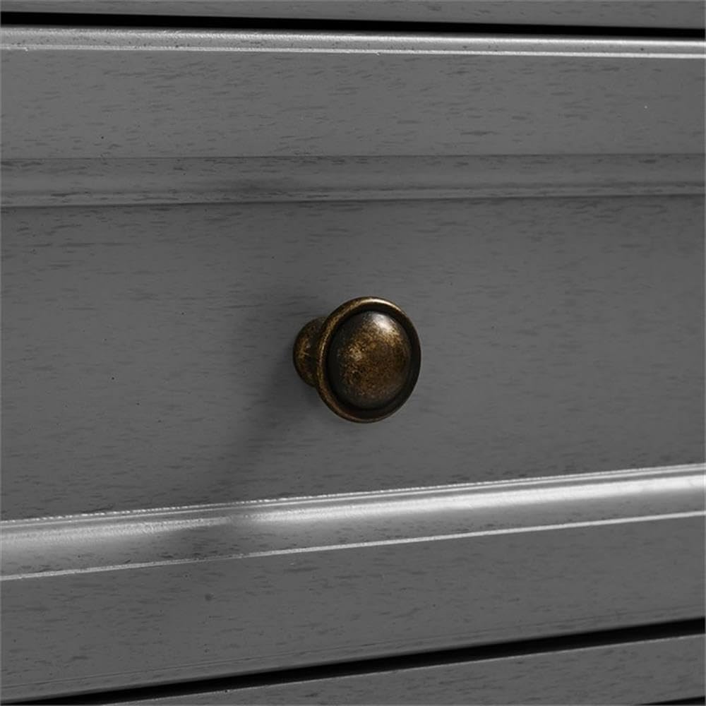 MAKLAINE Traditional Wood 4 Door Pantry, 67.75" H x 23.75" W x 15" D, MDF and Rubberwood, Distressed Gray/Black Finish, Adjustable Shelves, Full-Extension Drawer, Modern Farmhouse Kitchen Storage