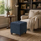 Homepop Square Tufted Storage Ottoman - Dusty Navy