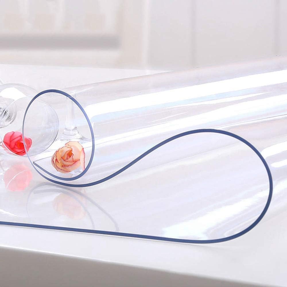 NECAUX Clear PVC Table Cover Protector 24 x 40 Inch 1.5mm Thick | Scratch Resistant Spill Protection Easy Maintenance Flexible Material for Home Office Tables Workspaces and Counters