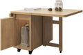 Center Table Foldable End Tables,Side Table with Storage Cabinet for Living Room, Small Bedside for Bedroom, Mobile Sofa Dinning with Wheels Storage Shelf