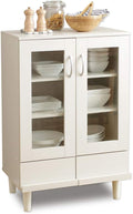 Iris Ohyama KPB-9360 Cupboard, Living Alone, Mini, Slim, Wood Grain, Drawer, Movable Shelf, Width 23.6 x Depth 16.7 x Height 37.8 inches (60 x 42.3 x 93.7 cm), Off White