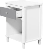 Kids Nightstand with One Drawer Modern Kids Bedside Table with Open Storage Shelf Wood End Side Table Toddler Nightstand for Bedroom Living Room (Grey)