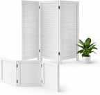 Wooden White Partition Panel Set, Modern Decorative Privacy Divider for Indoor Entryway, Bedroom, Apartment