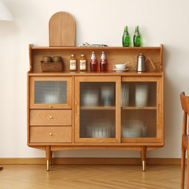 Entryway Cabinet Retro Wooden Dining Side Storage Cabinet Japanese Style Living Room Entrance Decoration Furniture Sideboard Storage Cabinet(120x42x120cm)