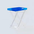 Acrylic Folding Tray Table Iridescent Rainbow Clear Side Table Modern Colorful End Table Space-Saving for Kitchen Living Room Beautiful