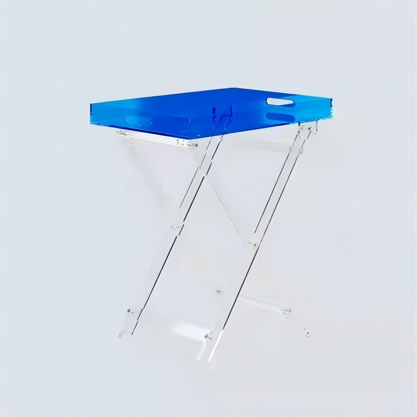 Acrylic Folding Tray Table Iridescent Rainbow Clear Side Table Modern Colorful End Table Space-Saving for Kitchen Living Room Beautiful
