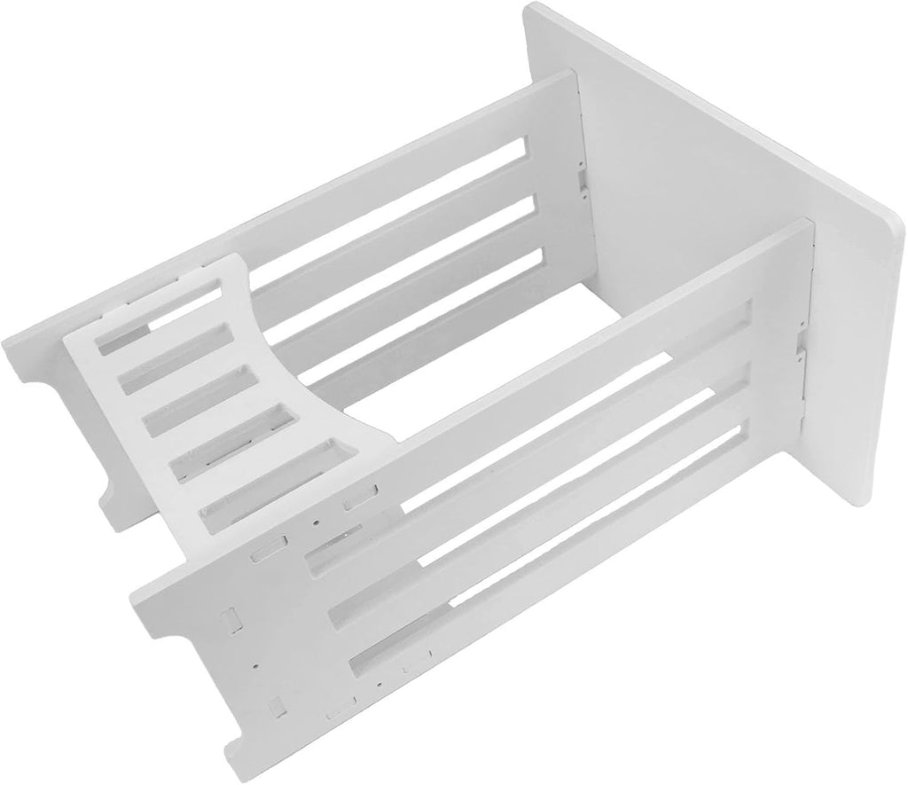 White PVC Side Table, 2/3 Tier Narrow End Table with Display Shelf, Compact Nightstand Bookcase for Bedroom Living Room Bathroom(Single level)