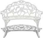 Garden Bench White Cast Aluminum and Cast Iron 39.4 in Durable,Sturdy Metal Garden Bench with Floral Design Durable Outdoor Seating for Two | Relaxation and Gatherings Patio Furniture