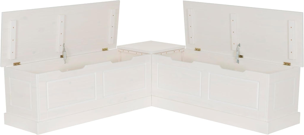 Linon Harris White Solid Pine Backless Nook with Interior Storage