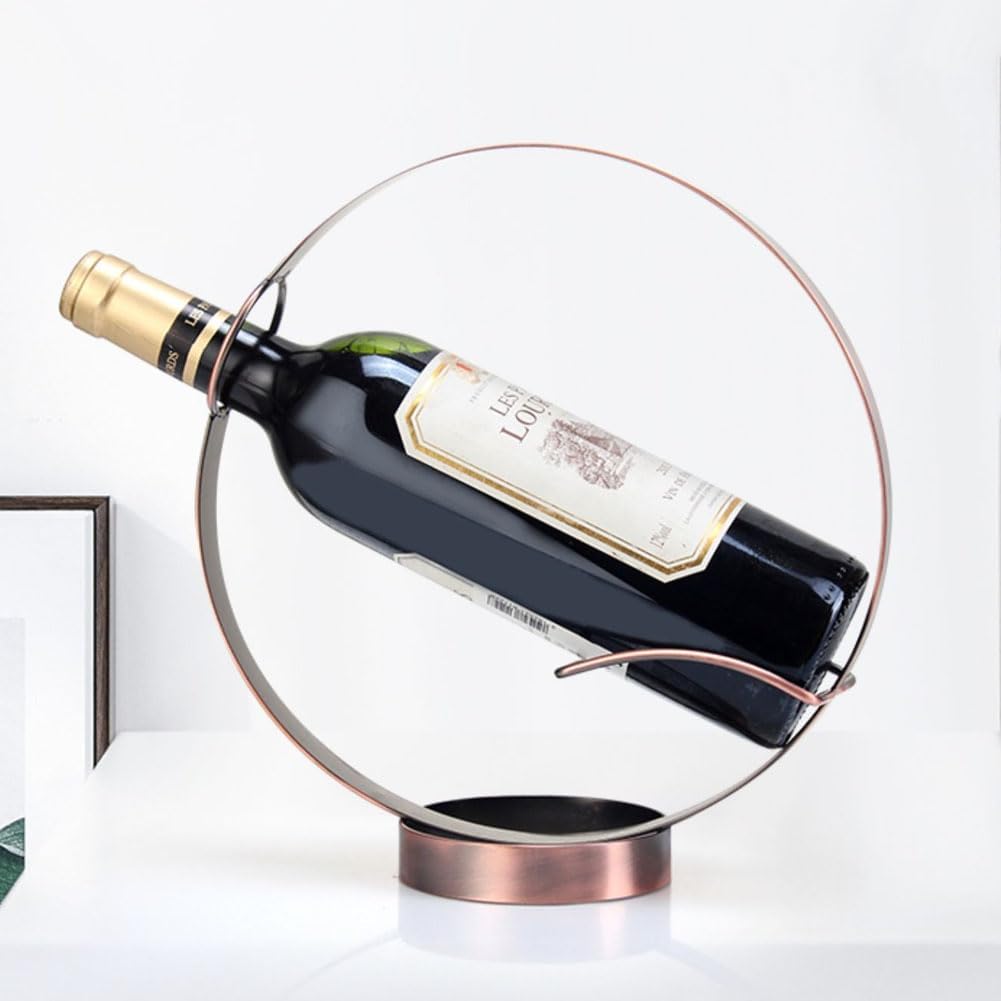 Metal Single Tabletop Wine Rack – Freestanding Countertop Decorative Wine Bottle Holder, Unique Wine Gifts and Accessories for Wine Lovers (Oil Rubbed Bronze)