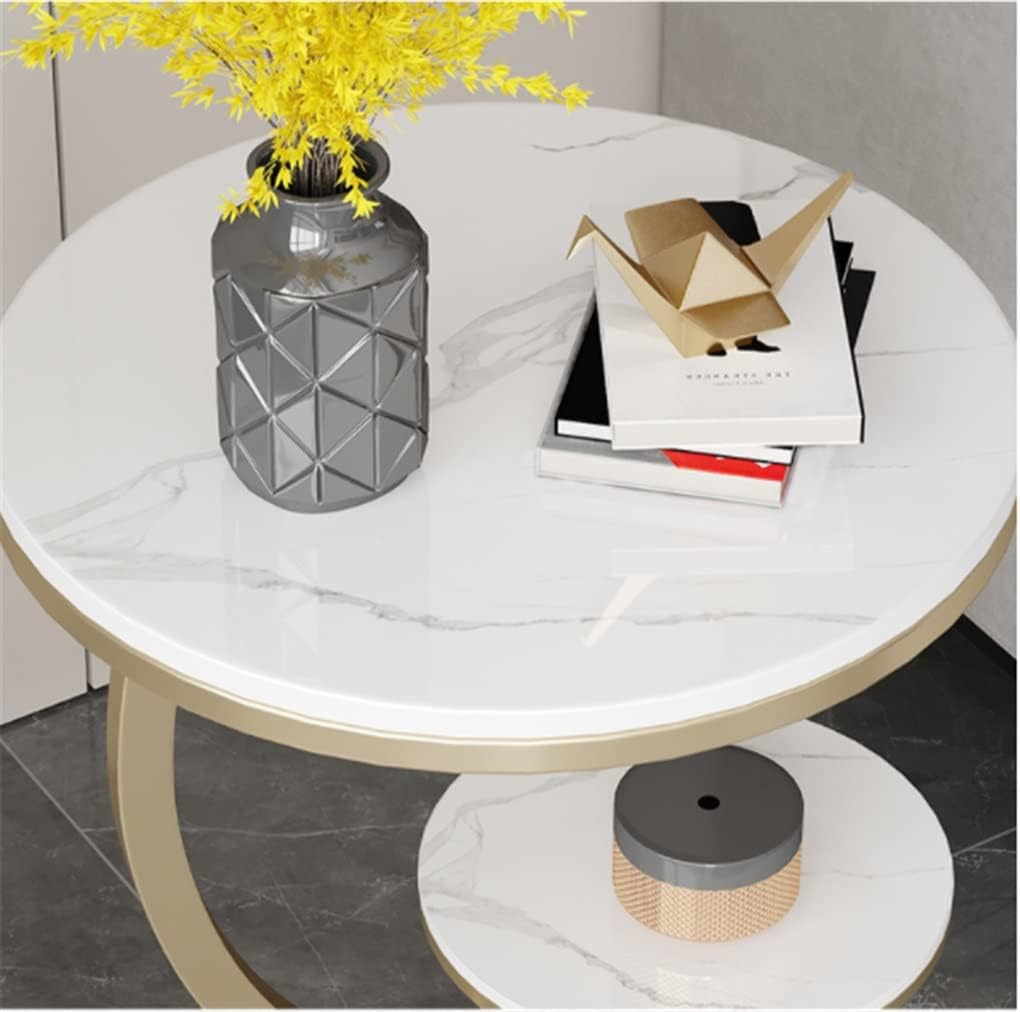 Rock Slab Side Table Fashion Round Living Room Small Coffee Balcony Sofa Corner(Gray,60 * 50cm)
